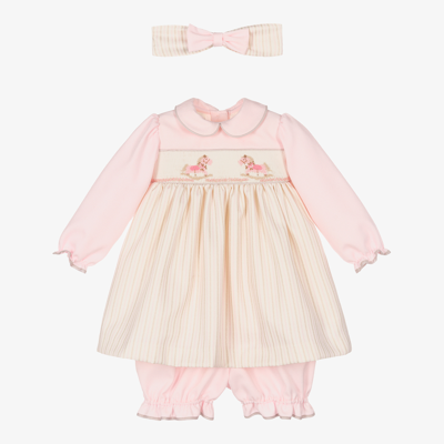 Pretty Originals Babies' Girls Pink Smocked Dress Set