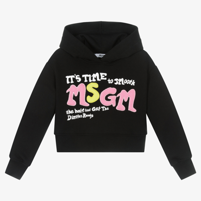 Msgm Babies' Logo-print Pullover Hoodie In Black