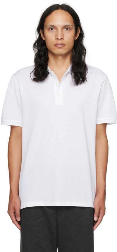Brioni Cotton Piquet Polo Shirt In White