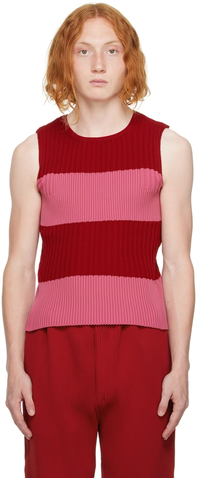 Cfcl Ssense Exclusive Red & Pink Fluted Tank Top In Red Pink