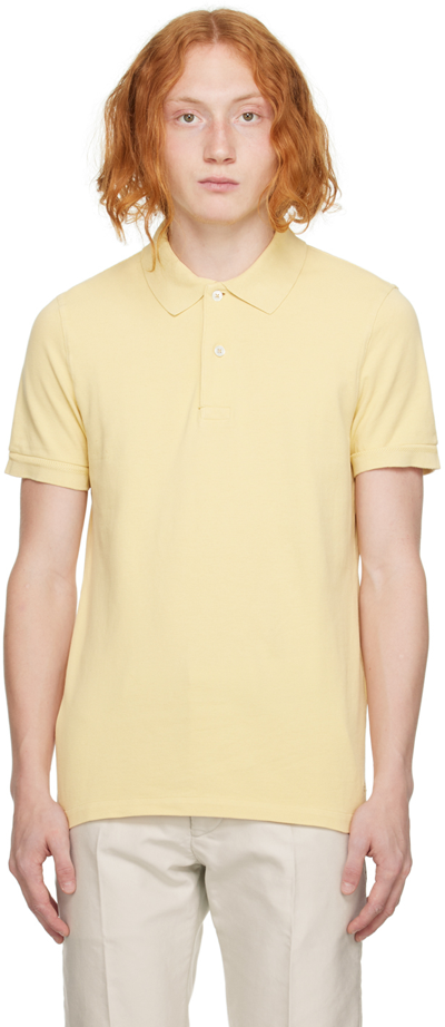 Tom Ford Garment-dyed Cotton-piqué Polo Shirt In Yellow