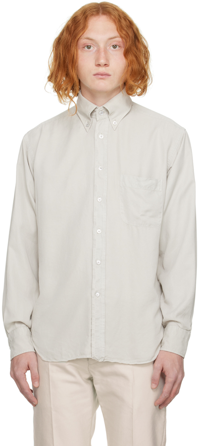 Tom Ford Gray Leisure Shirt In K01 Ice/grey
