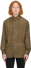 Tom Ford Leopard-print Long-sleeved Regular-fit Woven Shirt In 4ft927 Camel Print