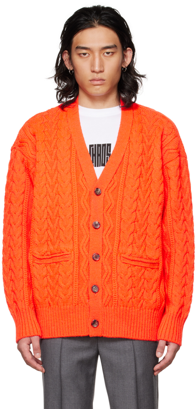 Undercover Cable-knit Cardigan In Orange