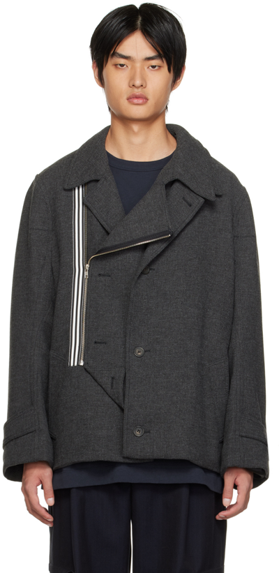 Marina Yee Gray Asymmetric Jacket In Grey | ModeSens