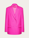 Valentino Oversized Double-breasted Wool And Silk-blend Crepe Blazer In Pink & Purple
