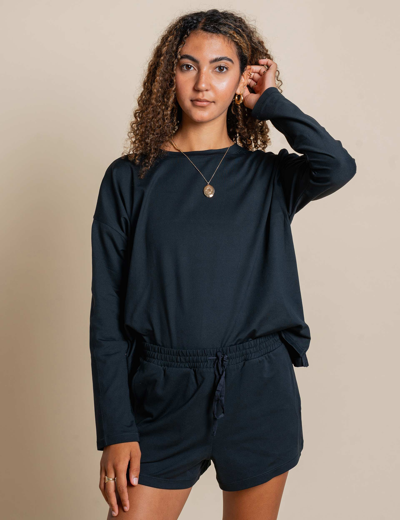 Girlfriend Collective Reset Long Sleeve Tee In Black