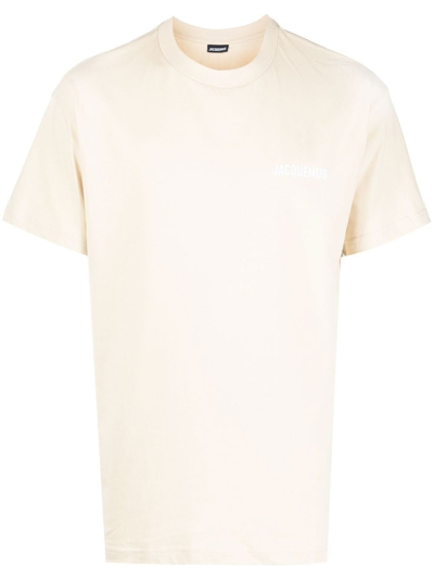 Jacquemus Logo-print Crew Neck T-shirt In Beige