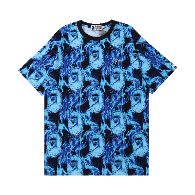 Pre-owned Bape Flame Wide Tee 'blue'