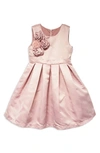 JOE-ELLA JOE-ELLA KIDS' ROSETTE SATIN FIT & FLARE DRESS