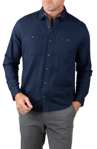 Tailor Vintage Flannel Twill Button-up Shirt In Navy Blazer