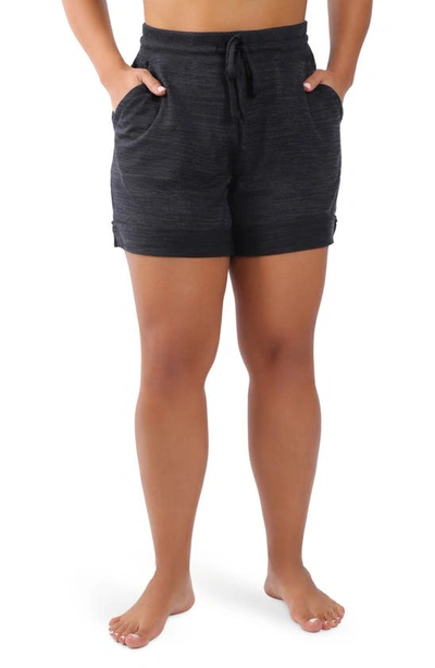 90 Degree By Reflex Drawstring Hacci Knit Shorts In Heather Navy