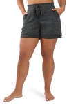 90 Degree By Reflex Drawstring Hacci Knit Shorts In Heather Olive