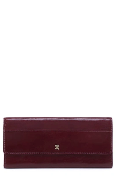 Hobo Jill Large Leather Trifold Wallet In Merlot