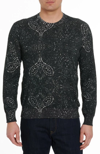 Robert Graham Taurus Damask Crewneck Sweater In Black