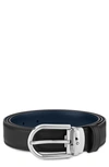 Montblanc Reversible Horseshoe Buckle Leather Belt In Black And Blue