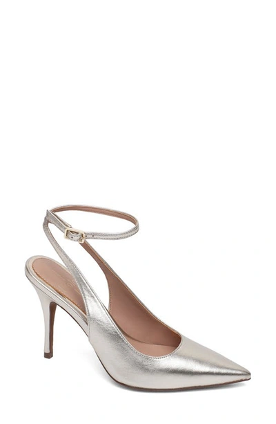 Linea Paolo Ankle Strap Pointed Toe Pump In Platino