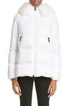 MONCLER MONCLER LAICHE QUILTED HOODED DOWN JACKET WITH REMOVABLE FAUX FUR TRIM