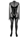 Wolford X Mugler Sheer Long-length Catsuit In Black