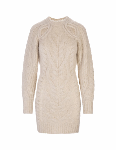 Isabel Marant Dalima Short Dress In Taupe Merino Wool In Neutrals