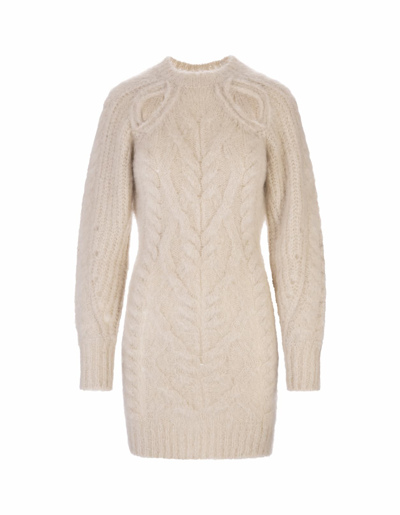 Isabel Marant Dalima Short Dress In Taupe Merino Wool In Beige