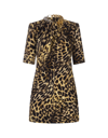 Stella Mccartney Cheetah Mini Dress In Tortoiseshell Cotton With Falabella Chain In Tortoise Shell