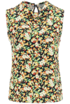 Marni Floral Printed Crewneck Sleeveless Top In Black