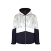 Moncler Quinic Navy And Silver Shell Jacket In Blue