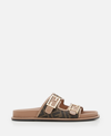 Fendi Ff Jacquard Dual Buckle Slide Sandals In Brown