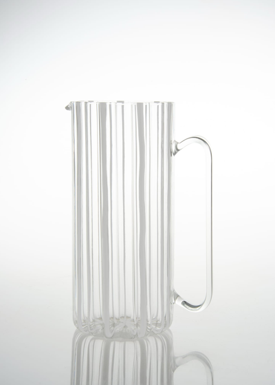Tuttoattaccato Ribbed Tall Straight Glass Pitcher, White
