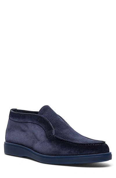 Santoni Genuine Shearling Lined Slip-on In Blue