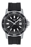 Tissot Supersport Qua Silicone Strap Watch, 44mm In Black