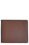 Royce New York Personalized Rfid Leather Trifold Wallet In Brown/ Orange- Gold Foil