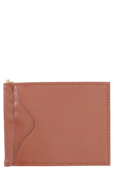 Royce New York Personalized Rfid Leather Money Clip Card Case In Tan- Deboss
