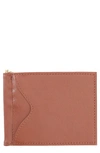 Royce New York Personalized Rfid Leather Money Clip Card Case In Tan- Gold Foil