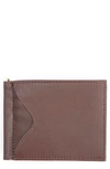 Royce New York Personalized Rfid Leather Money Clip Card Case In Brown- Gold Foil