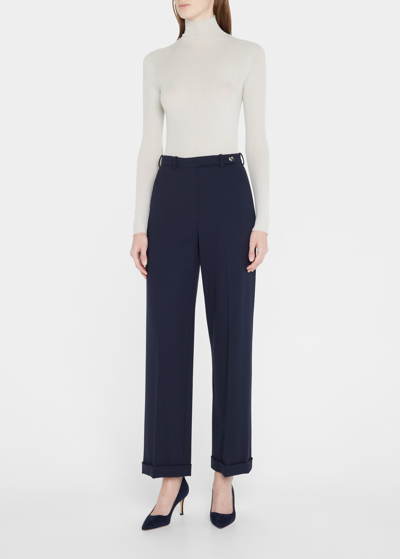 Akris Seamless Turtleneck Wool-silk Sweater In Light Melange