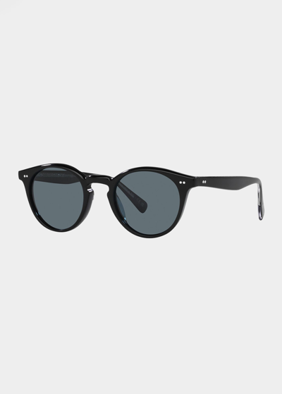 Oliver Peoples Men's The Romare Sun Round Polarized Sunglasses In Black