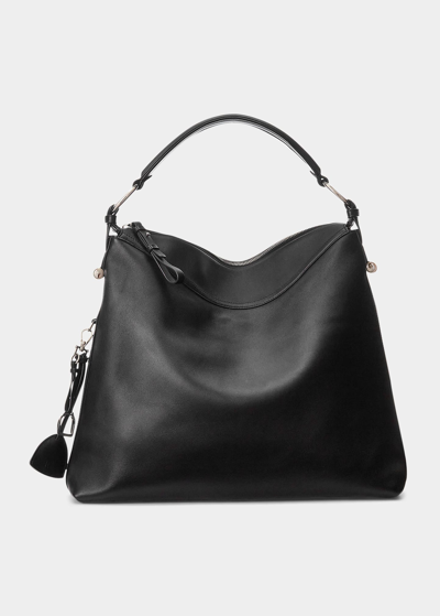 Ralph Lauren Bridle Medium Soft Leather Shoulder Bag In Black