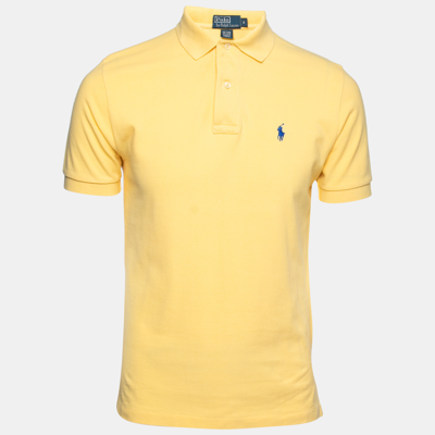 Pre-owned Polo Ralph Lauren Yellow Cotton Pique Short Sleeve Polo T-shirt S