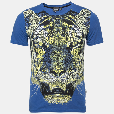 Pre-owned Just Cavalli Blue Lion Printed Cotton Short Sleeve T-shirt S