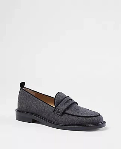 Ann Taylor Flannel Penny Loafers In Heathered Onyx