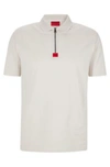 Hugo Mercerised-cotton Polo Shirt With Zip Placket In Beige