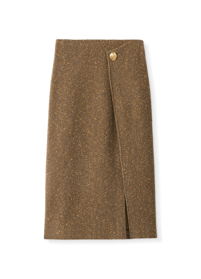 St John Donegal Tweed Skirt In Cashew Multi
