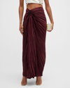 Cult Gaia Women's Iza Pleated Satin Maxi Skirt In Maroon Peak