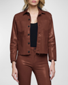 L Agence L'agence Janelle Coated Cropped Jacket In Nubuck Coated