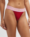 VERSACE GRECA-BORDER STRETCH COTTON THONG