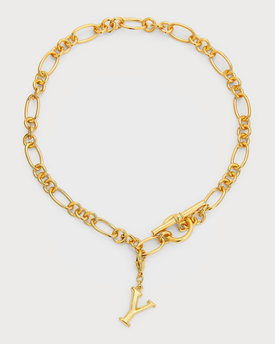 Ben-amun Link Brass Chain Necklace With Initial Charm In Y