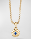 David Yurman Men's 18k Yellow Gold Blue Sapphire Evil Eye Amulet Pendant In Gold
