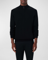 Bugatchi Water Repellent Merino Wool Quarter-zip Pullover In Black